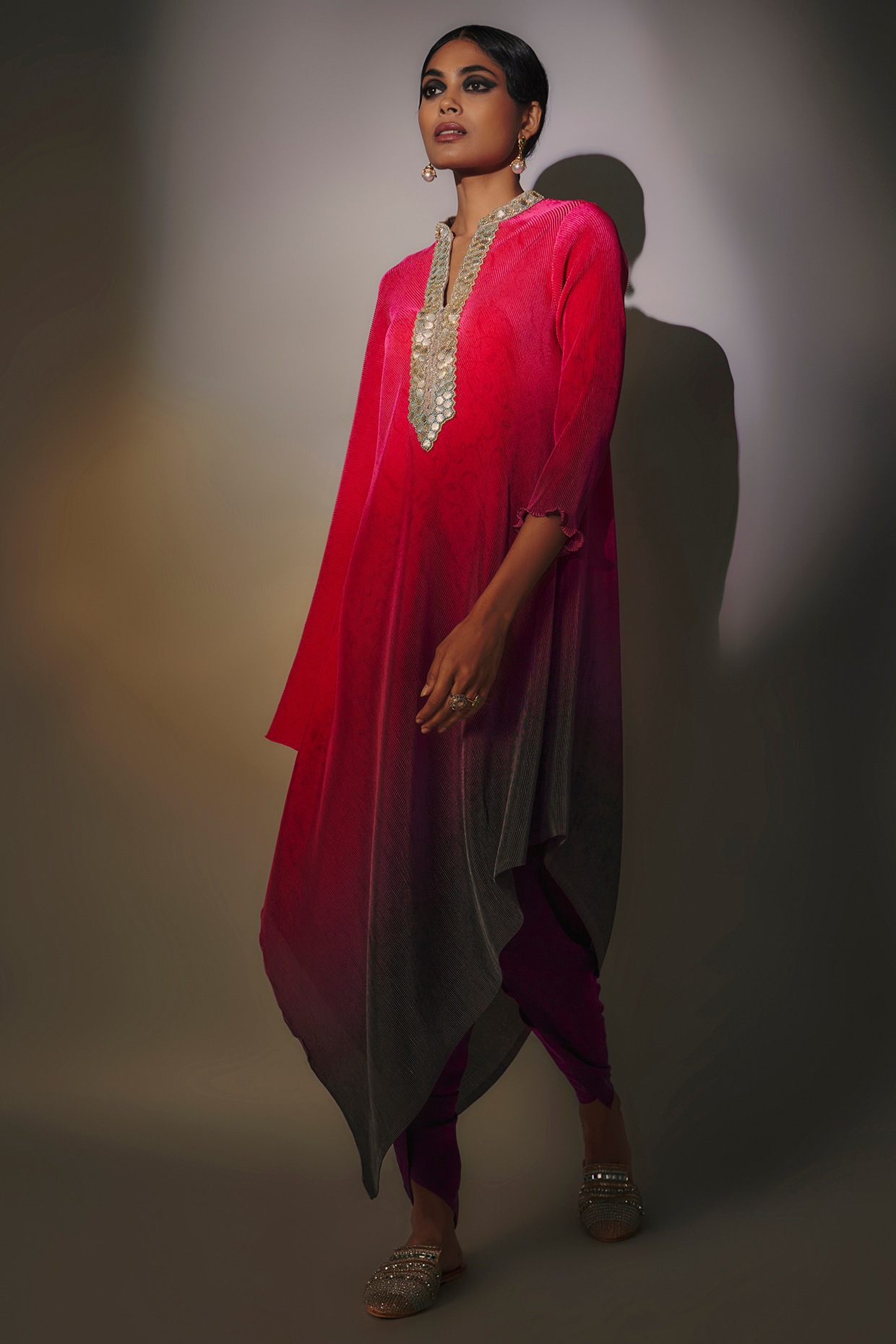 Pink Satin Dhoti Salwar – Tirumala Designers